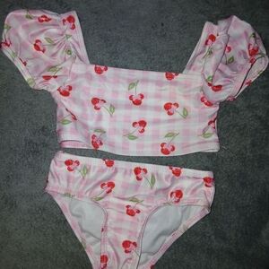 Pink Cherry Print Bikini Set